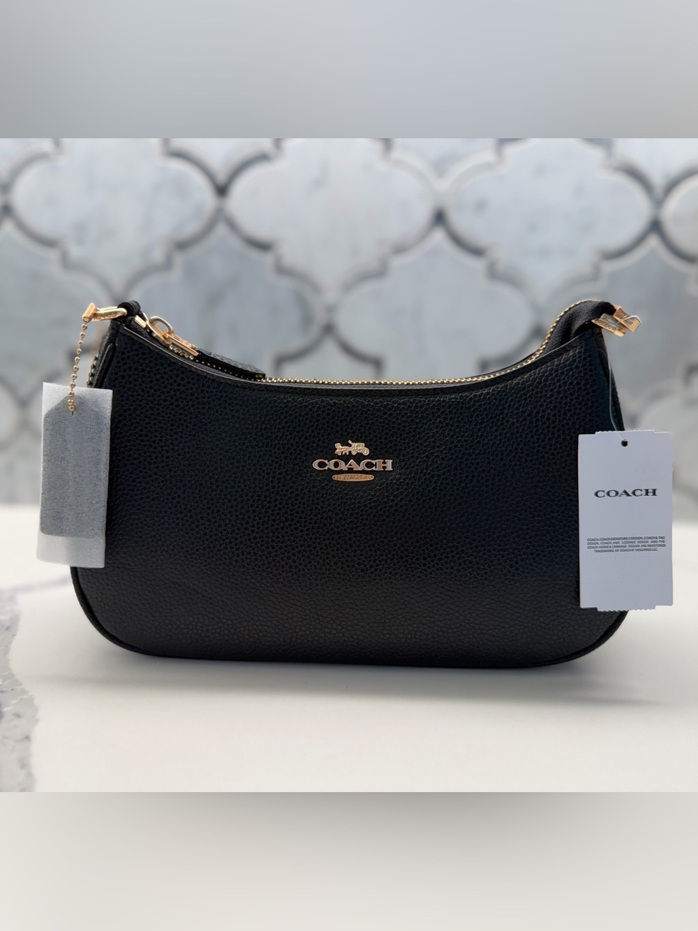 Coach Black Pebbled Leather Shoulder or Crossbody bag